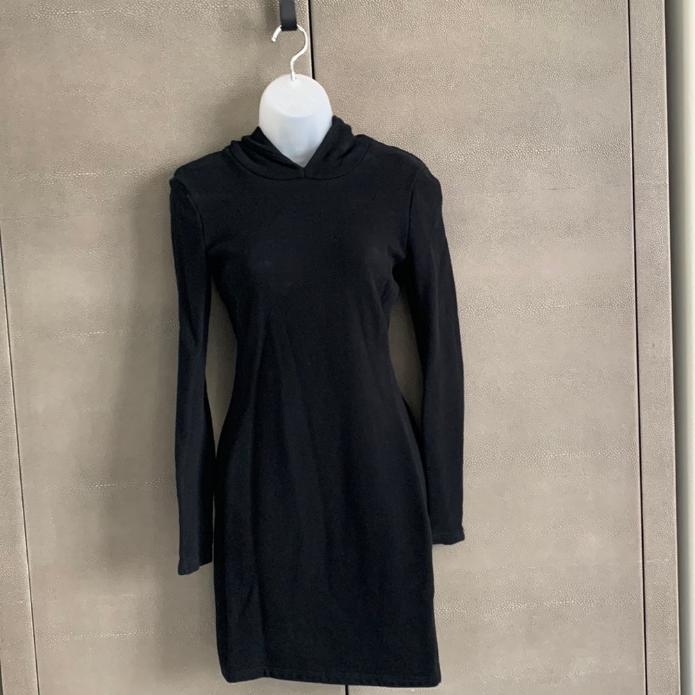 James Perse Black Hoodie Mini Dress Size 1